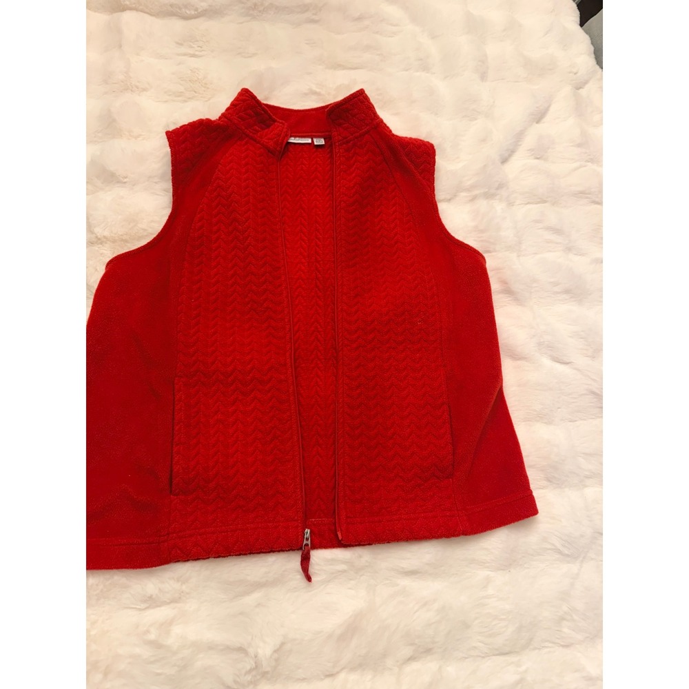 Croft & Barrow Womens Rowdy Red Quilted Fleece‎ Full Zip Vest PXL Petite XL